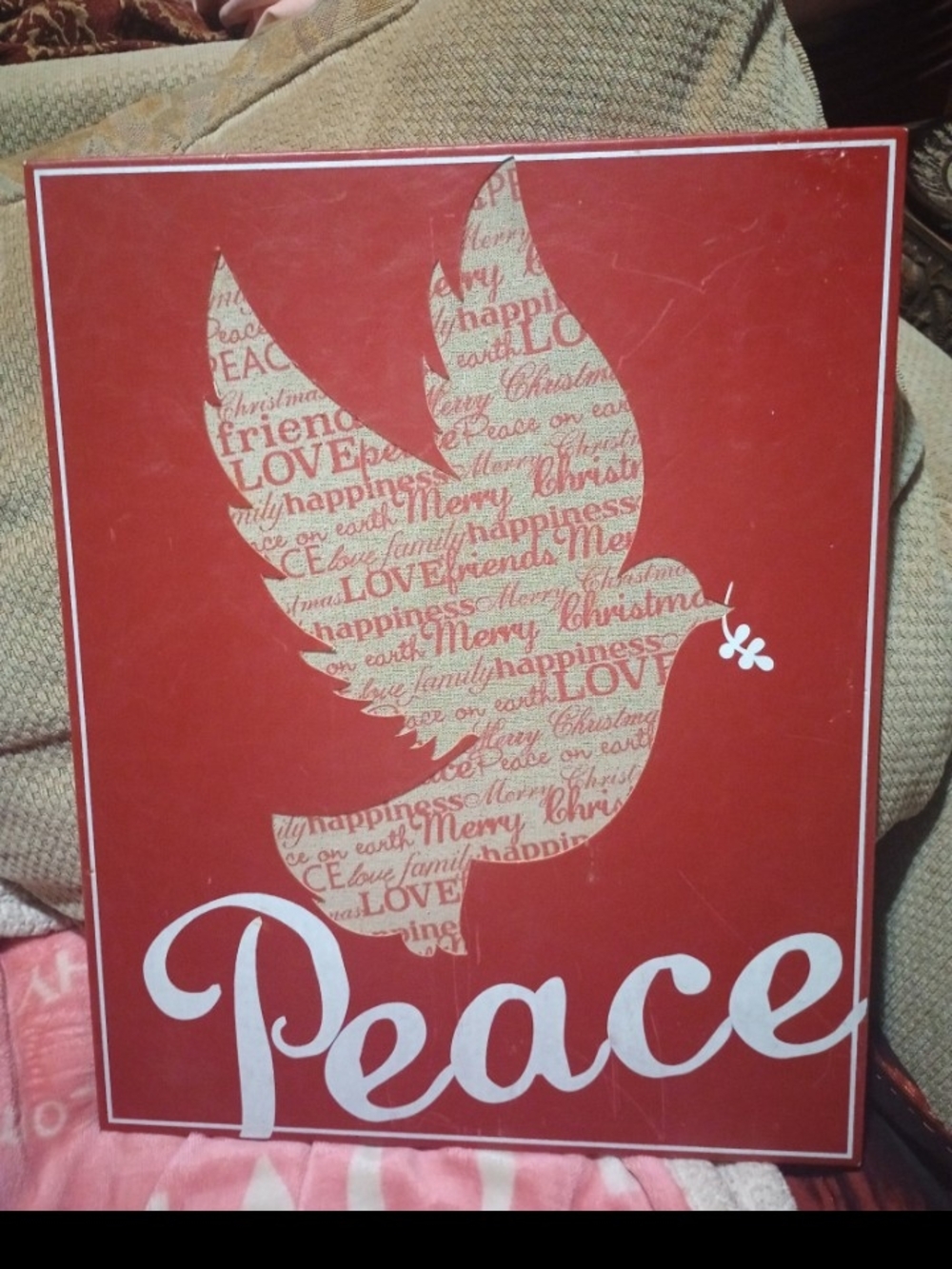 Peace Dove Wall Art - Red and Cream Home Wall Decor